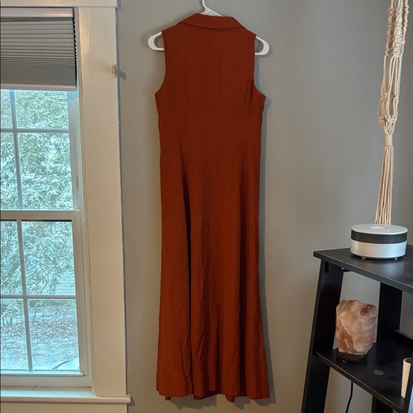 Calvin Klein Sleeveless Maxi Dress in Rust Red - Picture 2 of 5